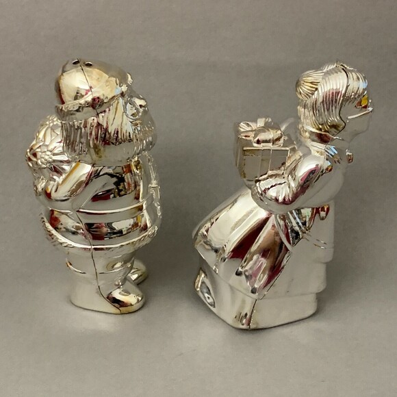 Home for the Holidays Santa Claus Mrs. Claus Silver Plate Salt & Pepper Shakers - Picture 7 of 8